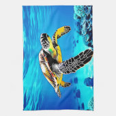 Ozeanembrace: Reise der Meeresschildkröte Geschirrtuch (Vertikal)