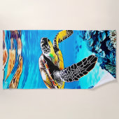 Ozeanembrace: Reise der Meeresschildkröte Strandtuch (Vorderseite)