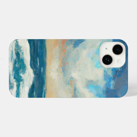 Ozeanfarbene Ölmalerei iPhone Hülle (Rückseite (Horizontal))