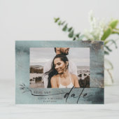 Ozeanfarbenes Aquamarines Wasser mit Gold-Foto Sav Save The Date (Stehend Vorderseite)
