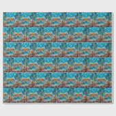 Ozeanfisch mit Herzblasen küssen Geschenkpapier (Flach)