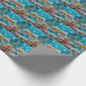 Ozeanfisch mit Herzblasen küssen Geschenkpapier (Ecke)