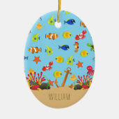 Ozeanfisch und Anker Kind Name Weihnachten Keramik Ornament (Vorne)