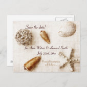 Ozeanflüster - elegante Muscheln Save the Date Ankündigungspostkarte (Vorne/Hinten)