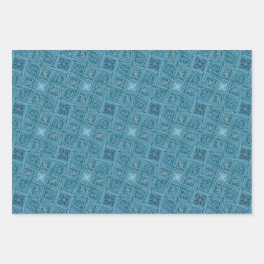 Ozeangeometrisch Nahtloses Muster Geschenkpapier Set (Vorderseite)