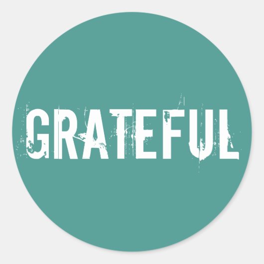 Ozeangrün mit weißem, dankbaren Text Runder Aufkleber (Vorderseite)