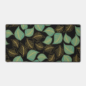 Ozeangrün und goldfarbene Blätter in Schwarz Schreibtischunterlage (Vorderseite)