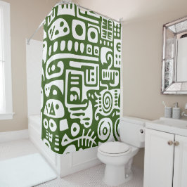 Ozeangrün-weiße Doodles 4 von 4 Duschvorhang