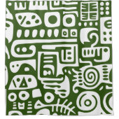 Ozeangrün-weiße Doodles 4 von 4 Duschvorhang (Vorderseite)