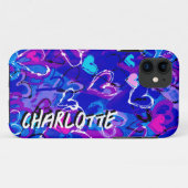 Ozeanharmonie: Graffiti Hearts Shades of Blue Case-Mate iPhone Hülle (Rückseite (Horizontal))