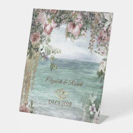 Ozeanhochzeit in schicken Blume Sockelschild