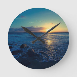 Ozeanhorizont Sonnenuntergang Runde Wanduhr