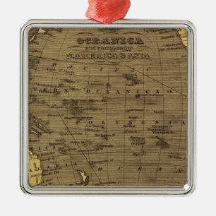 Ozeanica Handfarbener Atlas-Karte Ornament Aus Metall