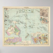 Ozeanien - Atlas-Karte Ozeaniens Poster (Vorne)