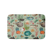 Ozeanien Bunte Fische auf Hellgrünem Hintergrund Badematte (Vorderseite)