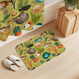 Ozeanien Bunte Fische auf limengelbem Hintergrund Badematte