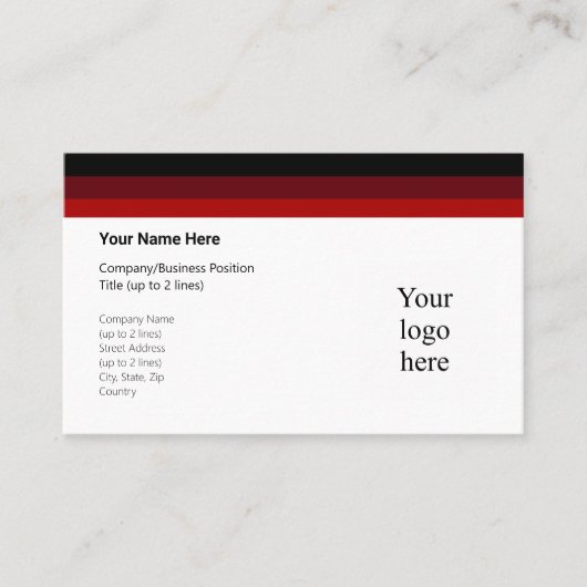 Ozeanien mit dem Logo "Black and Deep Reds" Visitenkarte (Vorderseite)