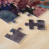 Ozeanisch blaue Wal-Aquarell-Küstenkunst Puzzle (Seite)