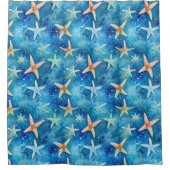 Ozeanisch Inspiriert Starfish & Seashells Blue Coa Duschvorhang (Vorderseite)