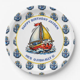 Ozeanische Segelboot-Jungen-Geburtstagsfeier Pappteller