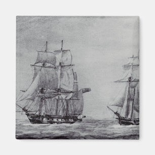 Ozeanische Trek Grafik Schiffe Fine Art Magnet