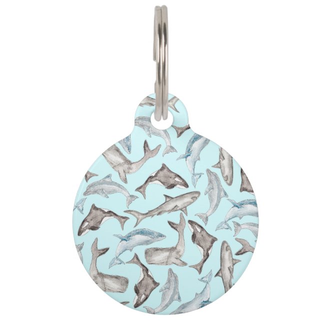 Ozeanische Watercolor-Fische im blauen Tiermarke (Rückseite)