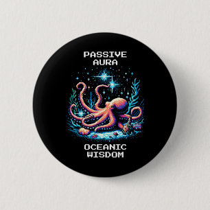 Ozeanische Weisheitsaura-Pixel-Oktopus-Retro-Gamer Button