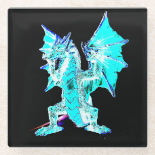 Ozeanischer Aqua-Flammen-Drache Mythischer Magisch Glasuntersetzer