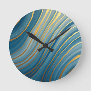 "Ozeanischer Goldfluss Runde Wanduhr