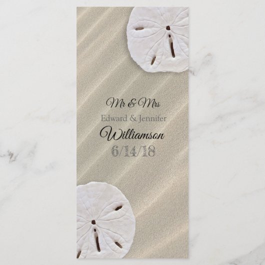 Ozeanischer Sand Dollar Hochzeitskarte Menükarte (Rückseite)