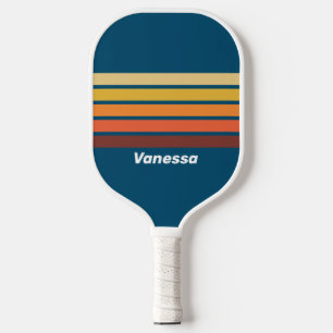Ozeanischer Vintage-Stil mit Namensstreifen Pickleball Schläger