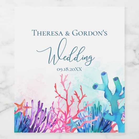 Ozeankoralle Weinetikett (Einzelnes Label)