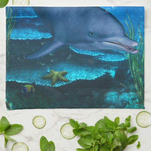 Ozeanlächeln Geschirrtuch (Gefaltet)