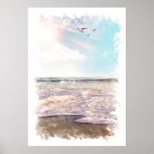 Ozeanlandschaft - Aquarell Poster