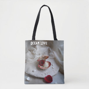Ozeanliebe Weiße Tragetasche – Seashell & Rose Coa Tasche