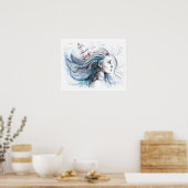 Ozeanmädchen Schöne surreale Malkunst Poster (Küche)