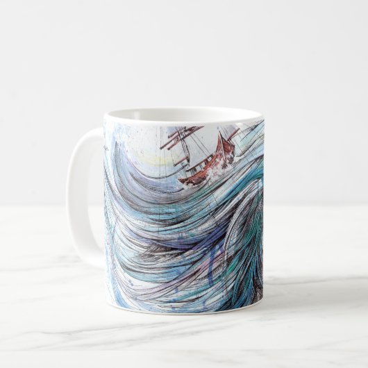 Ozeanmädchen Schöne Surrealfarben Kaffeetasse (Vorderseite Links)