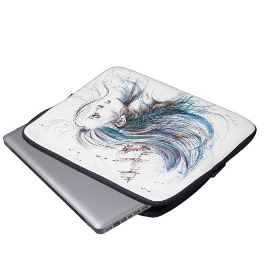 Ozeanmädchen Schöne Surrealfarben Laptopschutzhülle (Vorne Knopf)