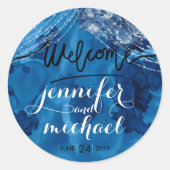 Ozeanmarinade, blauer Empfang Runder Aufkleber (Vorderseite)