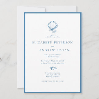 Ozeanmuschel | Blaue Hochzeit Einladung