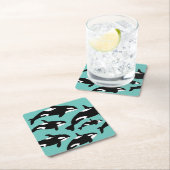 Ozeanorca Killer Wale auf blau Rechteckiger Pappuntersetzer (Vor Ort)