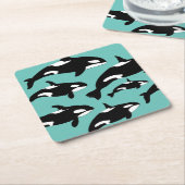 Ozeanorca Killer Wale auf blau Rechteckiger Pappuntersetzer (angewinkelt)