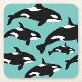 Ozeanorca Killer Wale auf blau Rechteckiger Pappuntersetzer (Vorderseite)