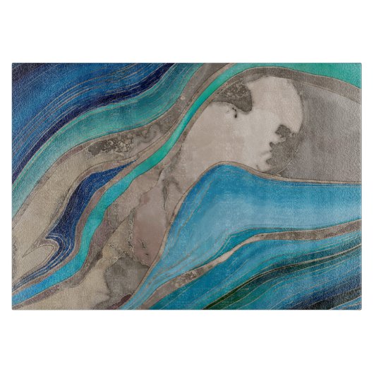 Ozeanpalette und Taupe-Marmor Schneidebrett (Vorderseite)