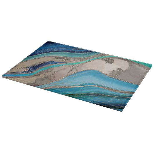 Ozeanpalette und Taupe-Marmor Schneidebrett (Ecke)