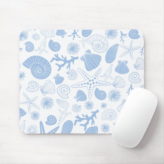 Ozeanseashell-hellblauer Seeküste-Strand Mousepad (Mit Mouse)