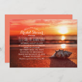 Ozeanseashell-Sonnenuntergang-Strand-Themed Einladung (Vorne/Hinten)
