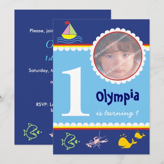 Ozeansee Einladungen (Vorne/Hinten)