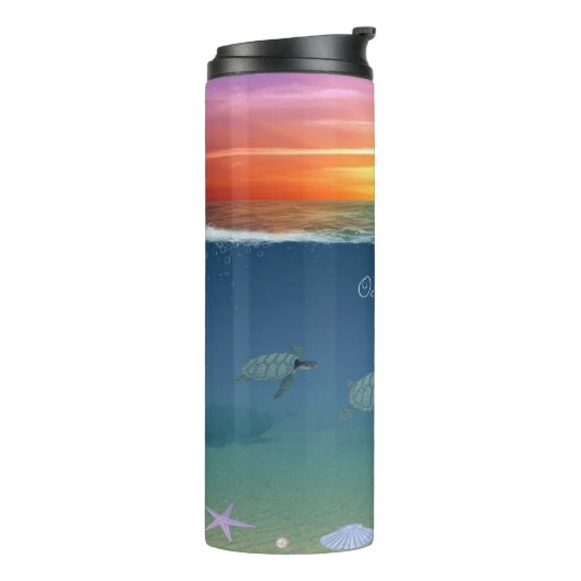 Ozeansonne und Schildkröten Thermosbecher (Nach links gedreht)
