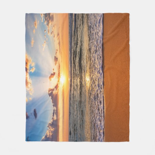 Ozeansonnenaufgang, tiefblauer Horizont. Fleecedecke (Vorderseite)